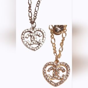 NWT 3-TIERED LAYERED NECKLACE w/S+XS Faux Diamonds & Heart Pendant!